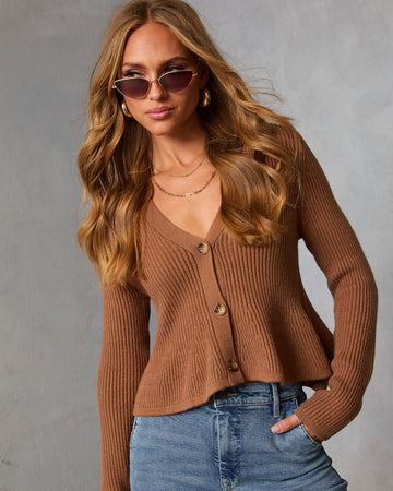 Stewart Peplum Button Front Sweater