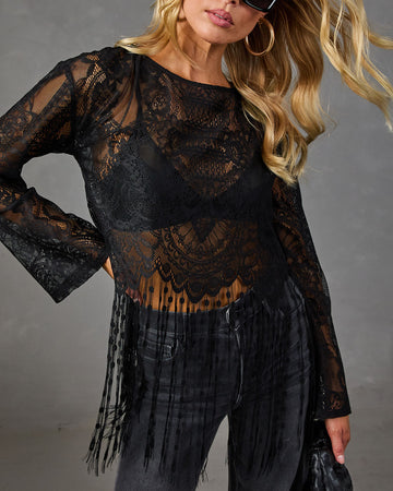 Jazzy Lace Fringe Hem Top