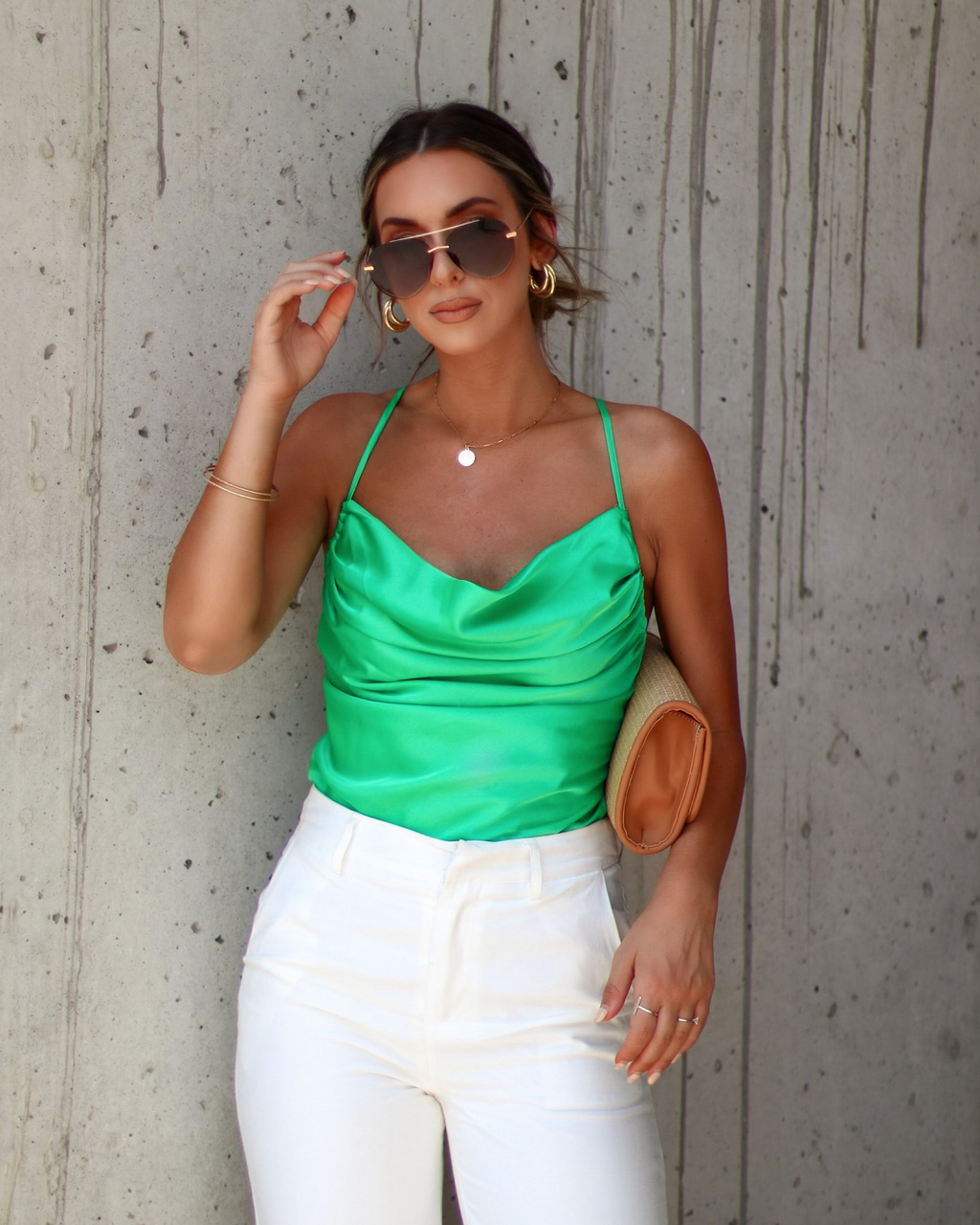 Cowl neck online top satin