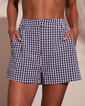Summer Calling Gingham Print Mid Rise Shorts