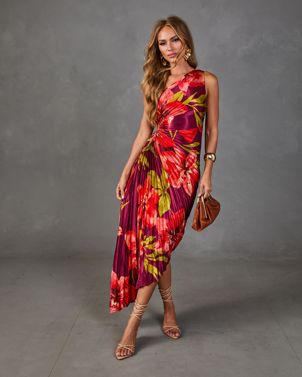 Modern Day Glam Printed One Shoulder Asymmetrical Maxi Dress – VICI