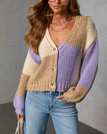 Calm Hour Chunky Color Block Cardigan
