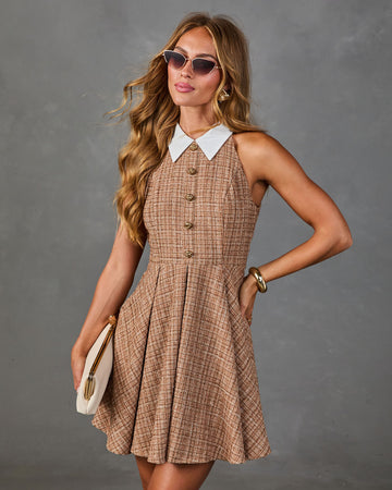 Quiet Keepsake Collared Tweed Mini Dress