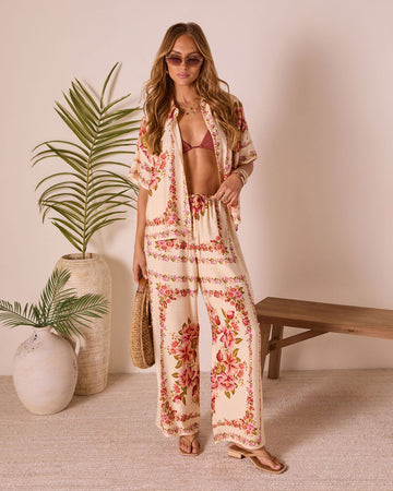 Hibiscus Haze Abstract Printed Pants