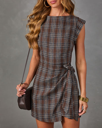 Sirena Plaid Waist Tie Mini Dress