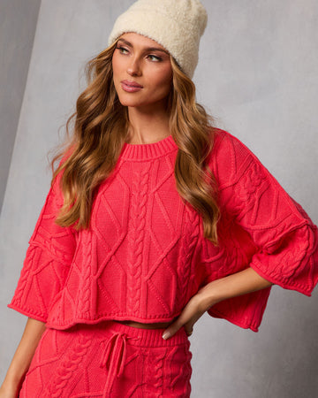 Noon Nap Crop Cable Knit Sweater