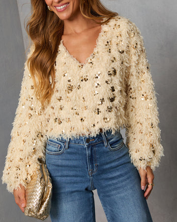 Francia Shaggy Metallic Sequin Sweater