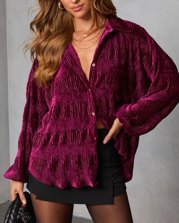 Bette Textured Velvet Button Down Top