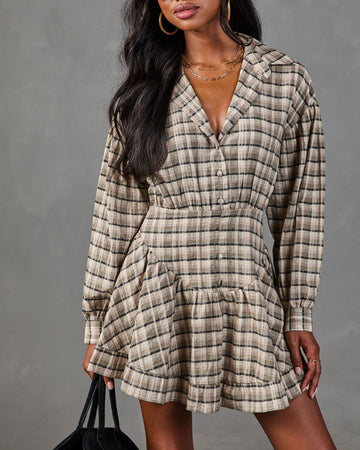 Autumn Edit Plaid Mini Shirt Dress