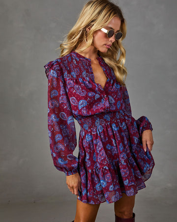 Loren Paisley Print Mini Dress