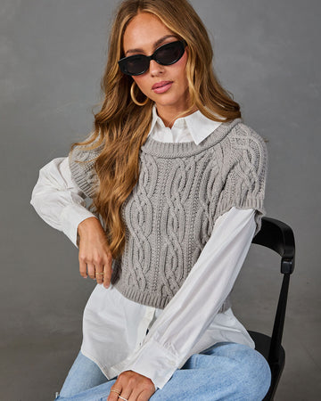 Michelle Cable Knit Twofer Top