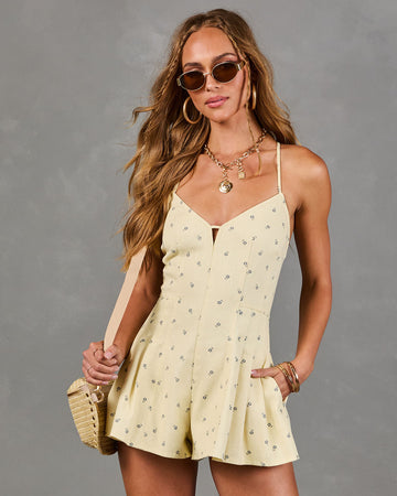 Western Bloom Cotton Twill Floral Print Romper