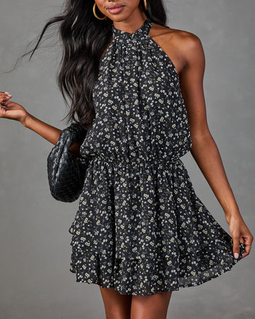 Alana Floral Halter Neck Mini Dress