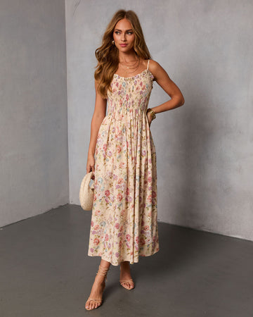Fresh Fem Printed Sweetheart Maxi Dress