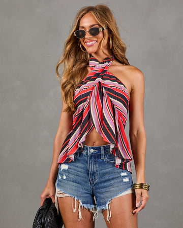 Desert Disco Striped Halter Neck Top