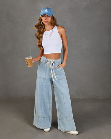 Shonna Stretch High Rise Wide Leg Drawstring Jeans
