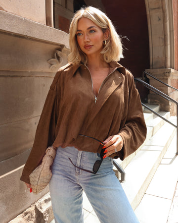 Classic Heritage Faux Suede Bubble Hem Jacket
