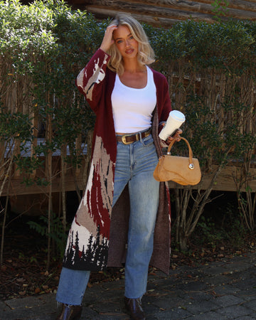 Alpine Ease Graphic Knit Longline Cardigan