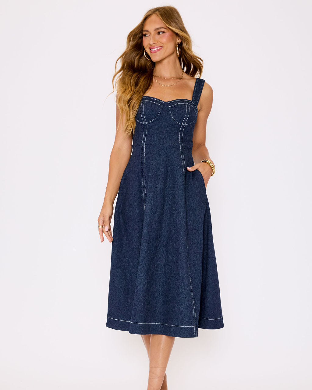 Rey Denim Midi Dress – VICI