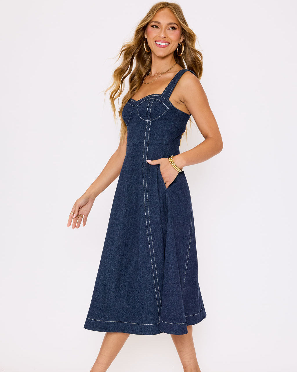 Rey Denim Midi Dress – VICI