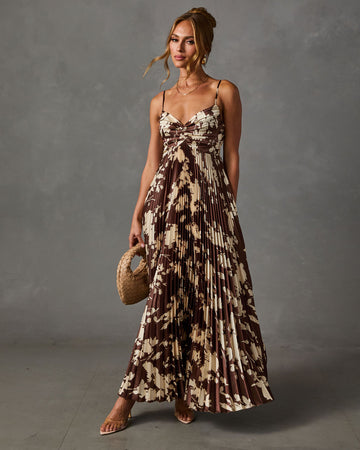 Soraya Printed And Pleated Maxi Dress