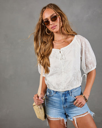 Sunkissed Meadow Embroidered Floral Eyelet Blouse