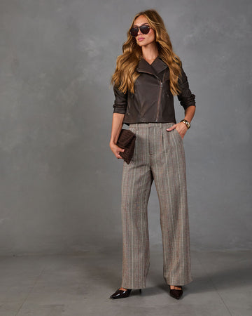 Aster Darling Plaid Wide Leg Pants