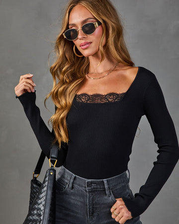 Daniella Ribbed Lace Trim Top