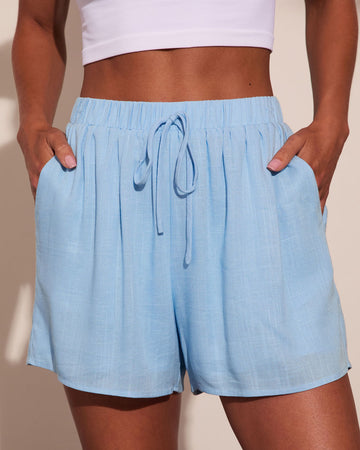 Cottage Market Linen Blend Drawstring Shorts