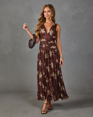Honeycrisp Bloom Mesh Floral Maxi Dress