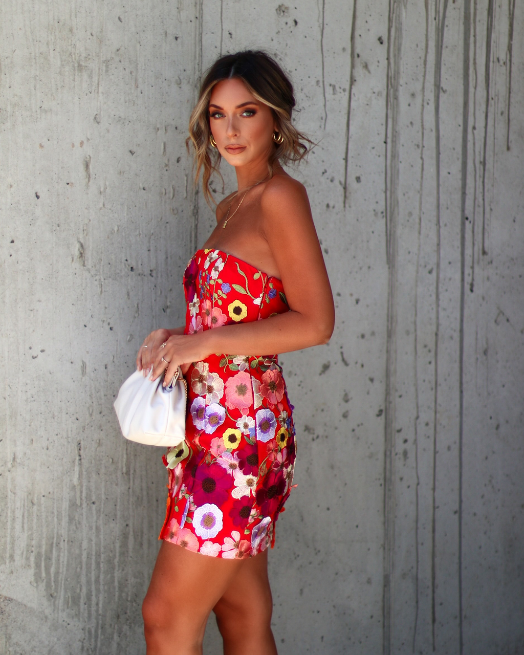 Imani Strapless Floral Applique Mini Dress – VICI