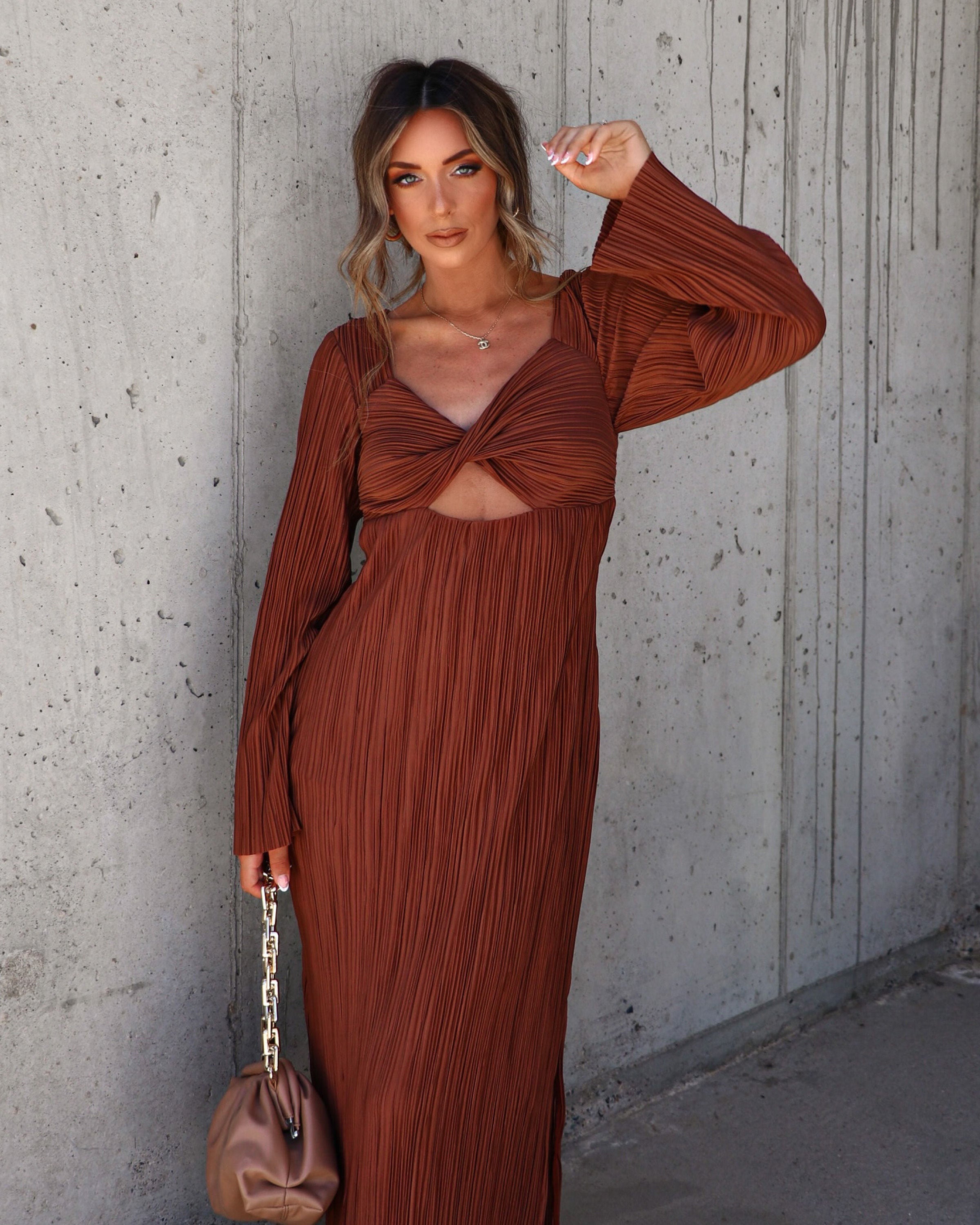 Grand Entrance Plisse Cutout Maxi Dress – VICI