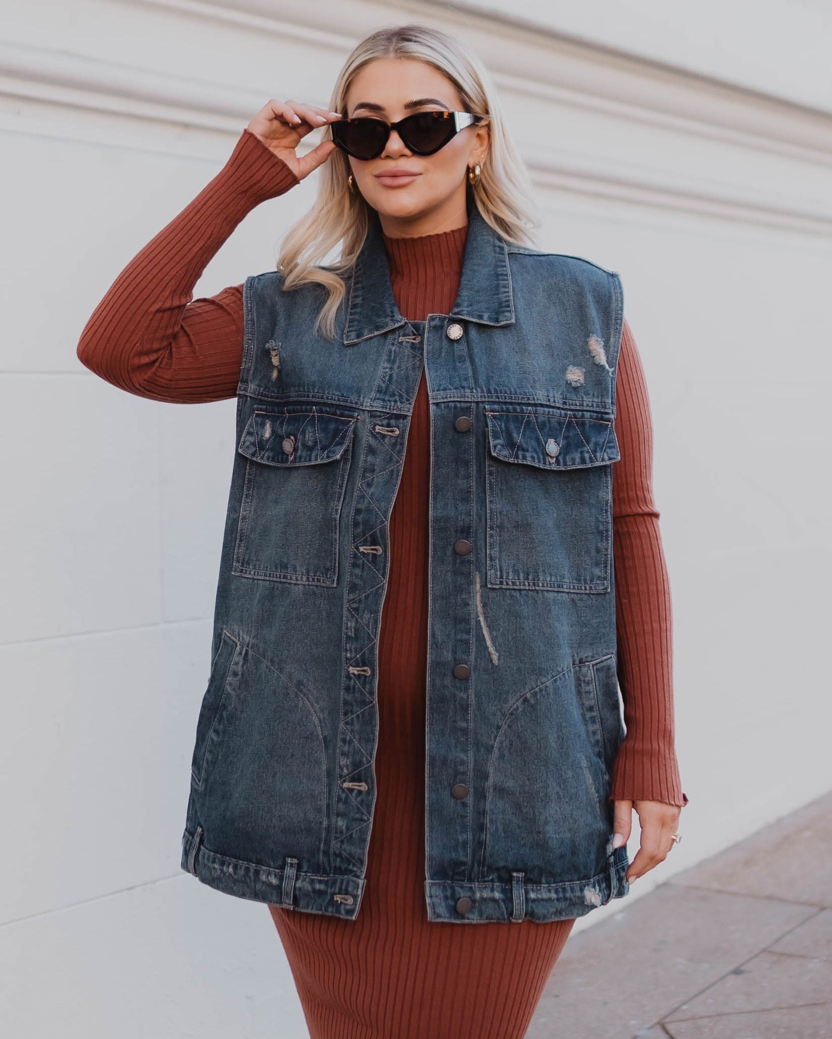 Adriel Oversized Denim Vest – VICI Adriel Oversized Denim Vest – VICI