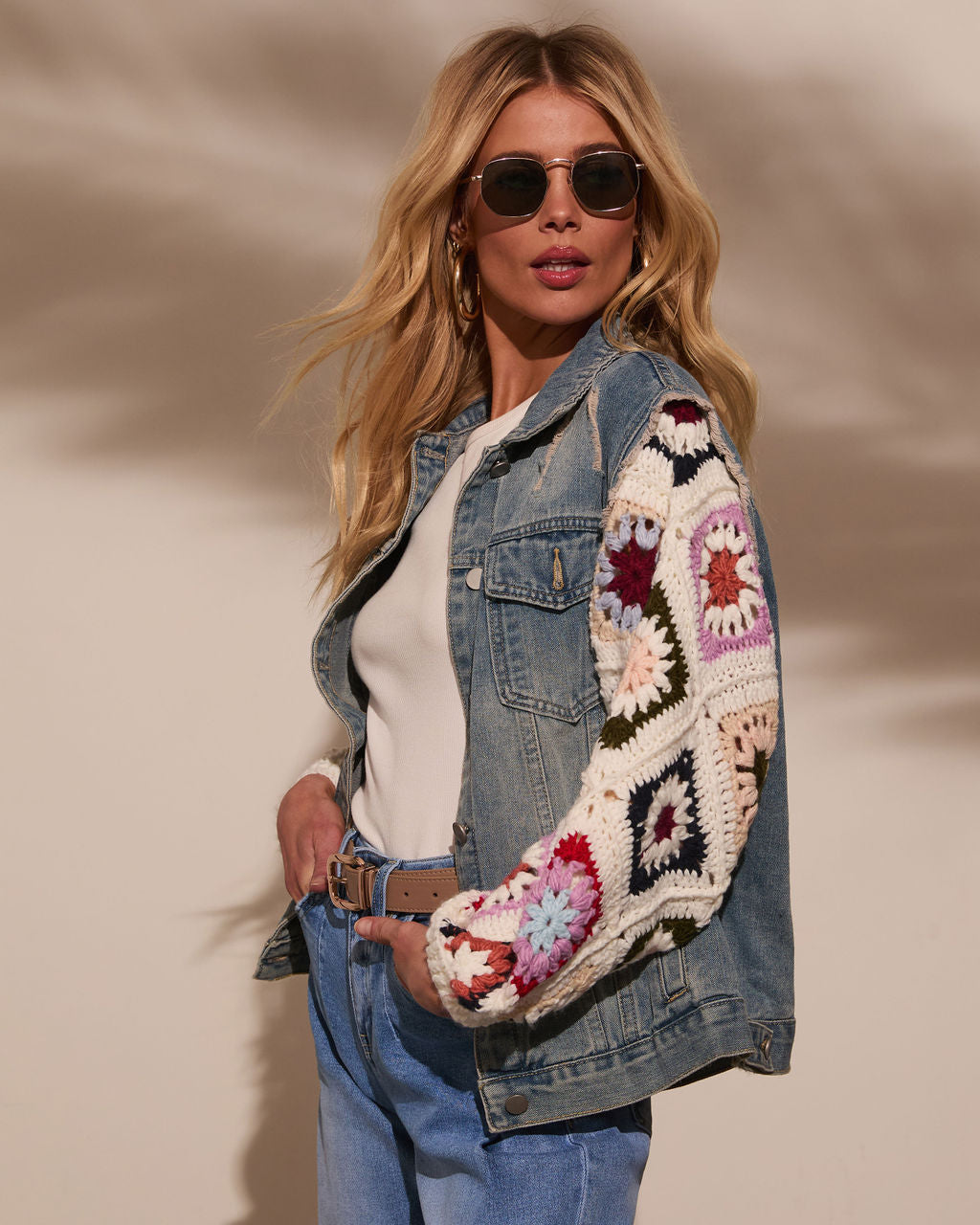 Alek Crochet Sleeve Denim Jacket – VICI