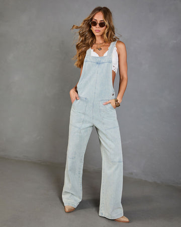 Cloudette Wide Leg Denim Overalls