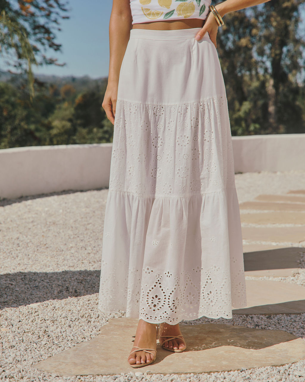 Santorini Breeze Eyelet Maxi Skirt – VICI