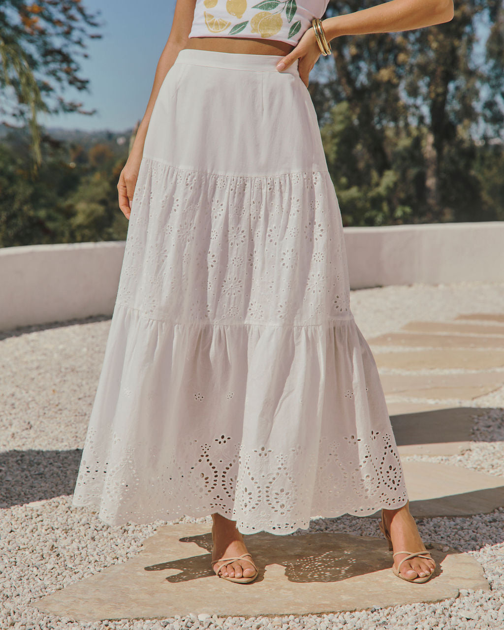 Santorini Breeze Eyelet Maxi Skirt – VICI