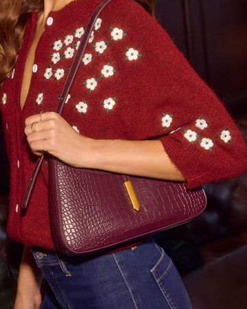 Verah Vegan Leather Croc Embossed Shoulder Bag