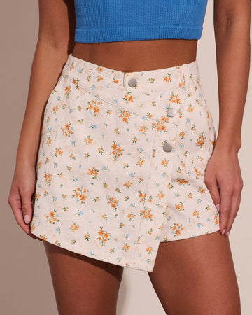 Prairie Glow Floral Wrap Mini Skort