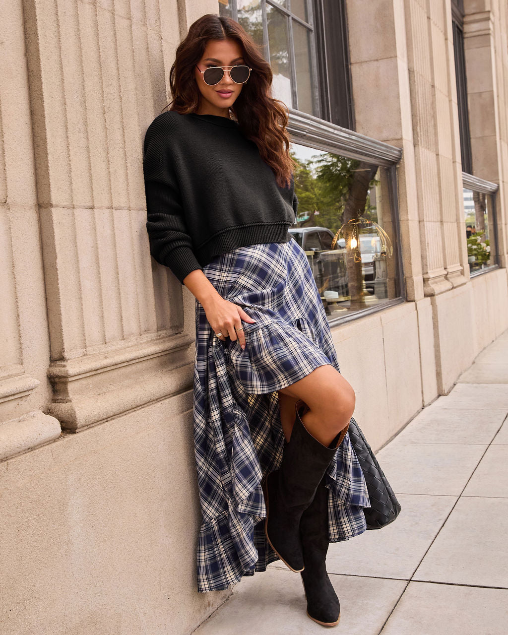Fiorah Plaid High Low Midi Skirt – VICI