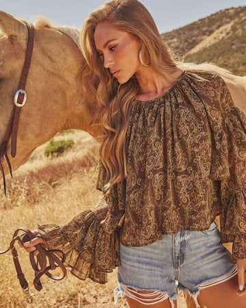 Saison Ruffle Paisley Blouse