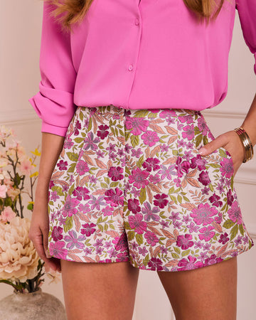 Fresh Romance Floral Jacquard Shorts