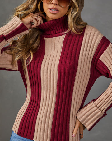 Nomi Contrast Striped Turtleneck Sweater