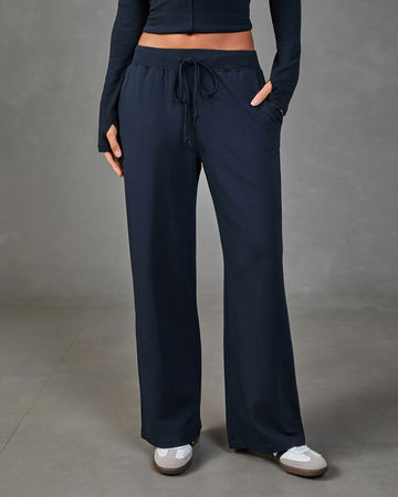 Luxe Routine Fleece Drawstring Wide Leg Sweatpants