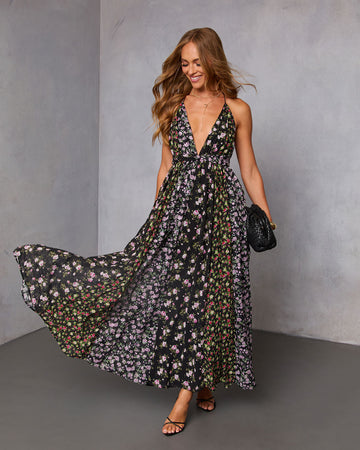 Meliena Contrast Panel Maxi Dress