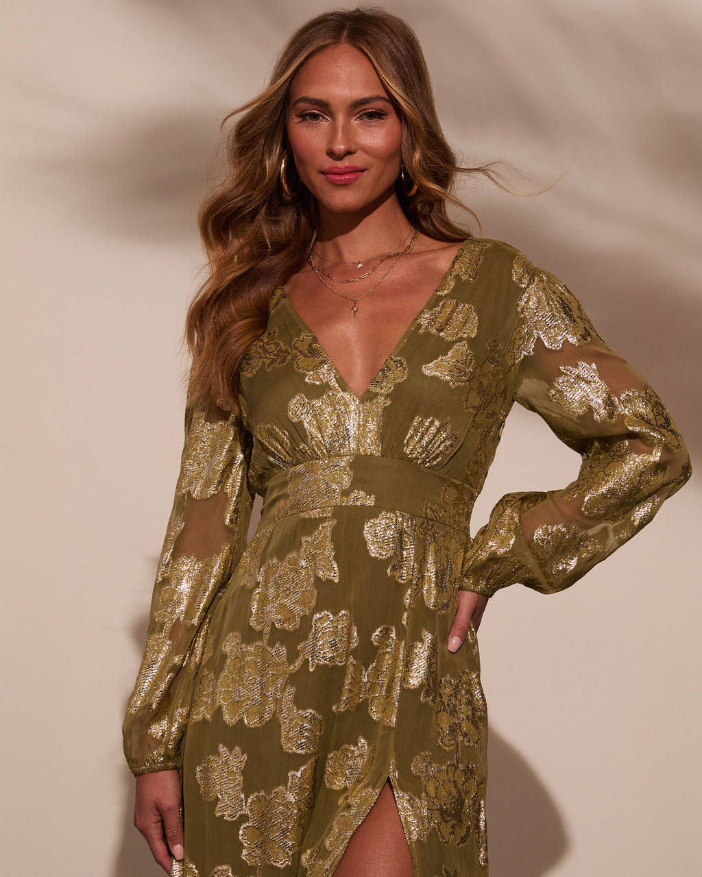 slim fit dress slacks Jovani D5001 Prom Dress - Olive/Gold main image 0
