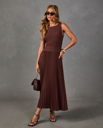 Sweet Affair Pleated Drop Waist Maxi Dress