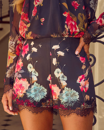 Wild Meadow Floral Lace Trim Shorts
