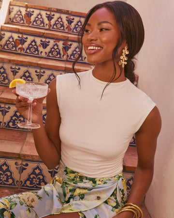 Dylan Cropped Mock Neck Top