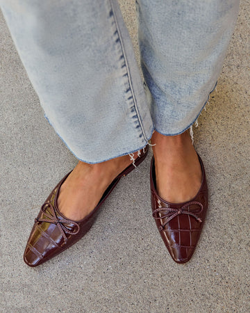 Presley Vegan Leather Croc Embossed Flats